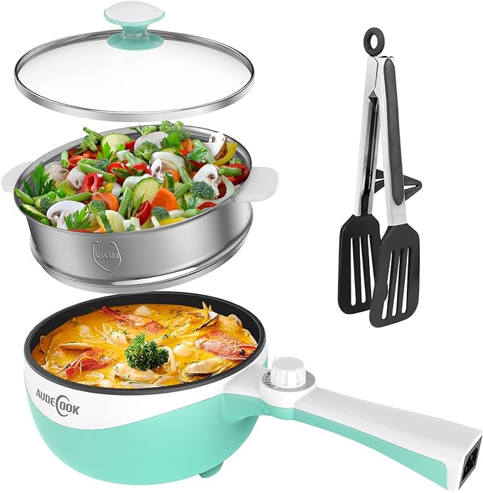 Audecook Hot Pot Electric, 1.7L Mini Electric Skillet Portable Nonstick Sauté by Audecook