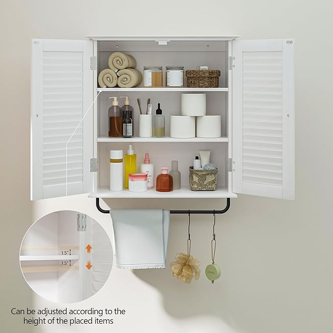 Bathroom Wall Cabinet, Over The Toilet Storage Cabinet, Wooden Wall Cabinet - Image 5