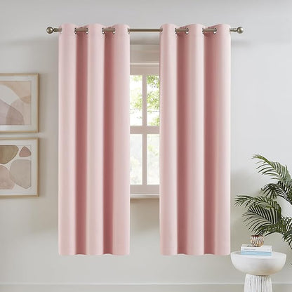 DUALIFE Pink Curtains for Bedroom 72 Inch Length Darkening Curtains for Girls by DUALIFE