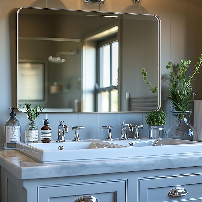 ANDY STAR Chrome Mirror for Bathroom, 30x36 Metal Frame Wall Mirror - Image 7