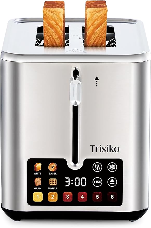 Trisiko® Touch Screen Toaster 2 Slice, Stainless Steel Smart Toaster by TrisikoBrand