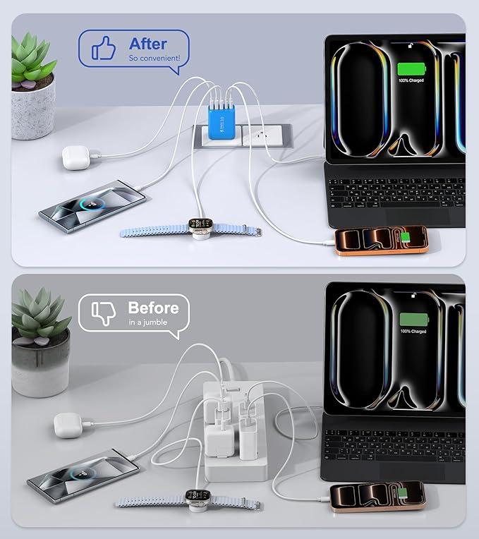 2-Pack USB C Wall Charger Block, 60W 5-Port C Charger Fast Charging Block PD - Image 6