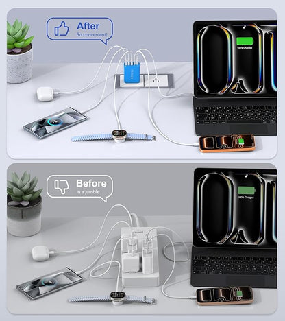 2-Pack USB C Wall Charger Block, 60W 5-Port C Charger Fast Charging Block PD - Image 6