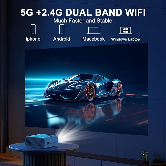 TMY Projector with WiFi and Bluetooth, Native 1080P Mini Projector, Portable - Image 3
