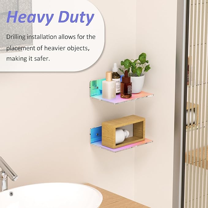 9 Inches Iridescent Floating Shelves Acrylic, Dining Room, Brand Store - Image 3
