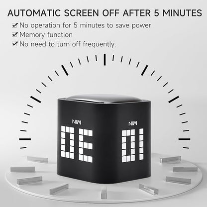 Rotating Productivity Timer 5, 60 Minutes Preset, Desk Cube w/Gravity Sensor - Image 7