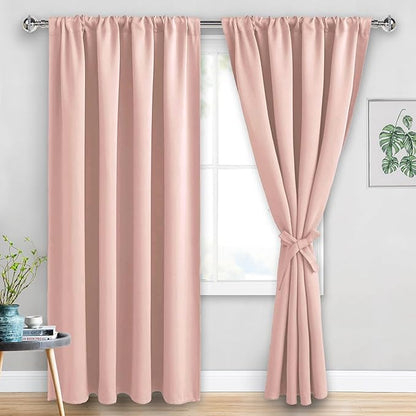 JIUZHEN Blush Pink Blackout Curtains by JIUZHEN