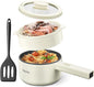 Hot Pot Electric With Steamer, 1.6L Ramen Cooker Non-Stick Sauté Pan by Reemix