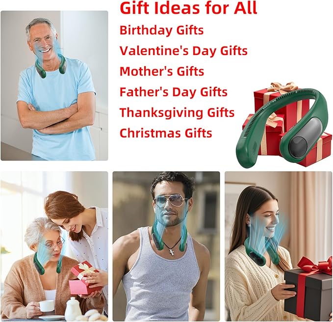 Portable Neck Fan, Personal Wearable Bladeless Fan, LED Display, 6000mAh USB - Image 6