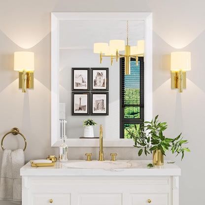 Amorho Bathroom Mirror, 40x30 Inch White Thick Metal Framed Wall Mirrors - Image 8