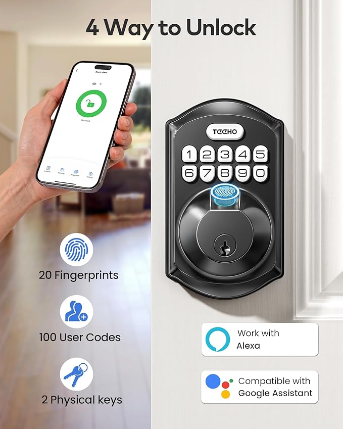 TEEHO TE012W WiFi Smart Lock, Fingerprint Door Lock - Image 4