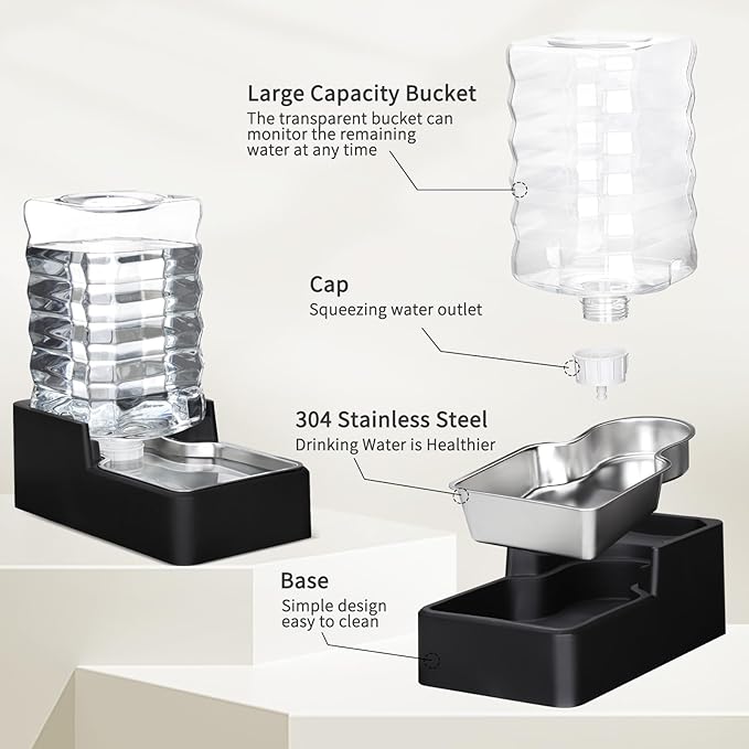 RIZZARI Stainless Steel Pet Water Feeder: 8L Gravity Leak-Proof Auto Refill - Image 3