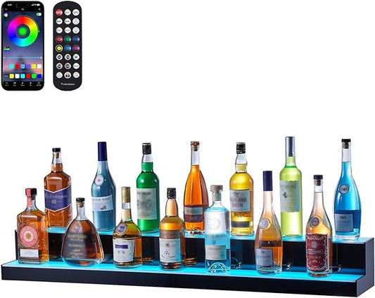 VEVOR LED Lighted Liquor Bottle Display, 2 Tiers 48 Inch Commercial Illuminated by VEVOR