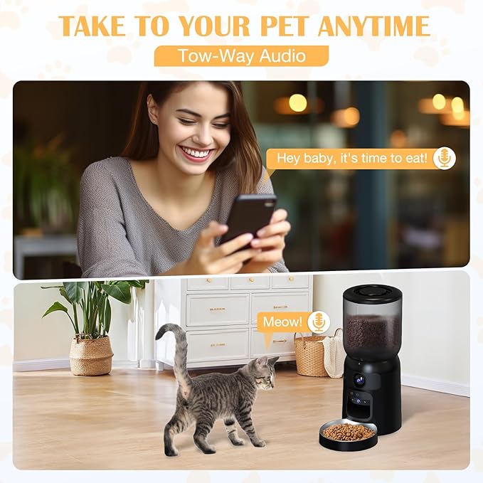 Automatic Cat Feeder with 2K Dual HD Cameras, 2.4/5G WiFi 6L Feeder, Pet Feeder - Image 3