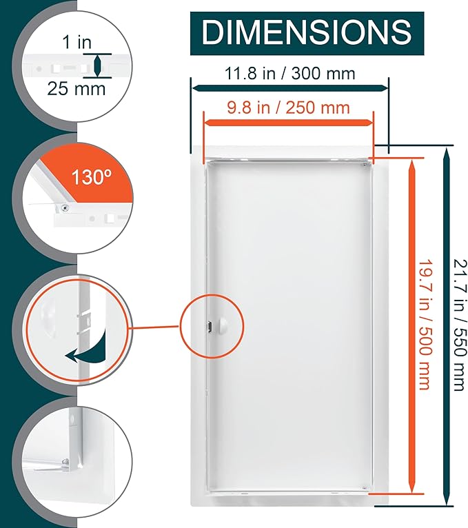 10" x 20" White Metal Access Panel. Service Shaft Door Panel. Plumbing - Image 2