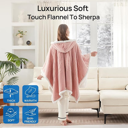 Westinghouse Wearable Heated Throw Blanket, Electric Heated Wrap Poncho Shawl - Image 6