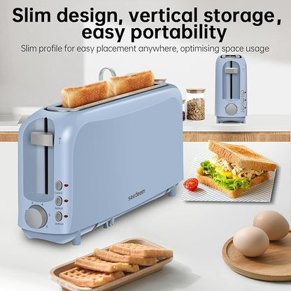 SEEDEEM 2 Slice Slim Toaster, Single 10" Long Slot Toaster Fits Bagels & - Image 2