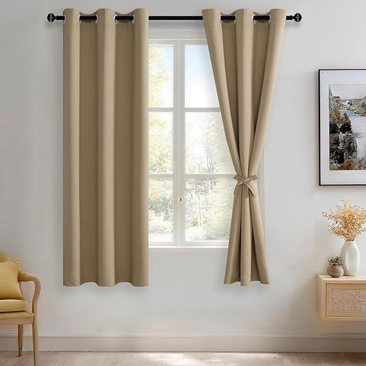 JIUZHEN Blackout Curtains with Tiebacks by JIUZHEN
