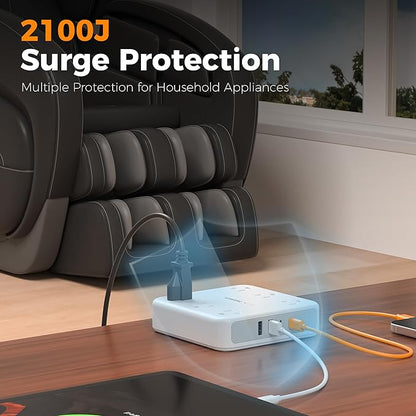 TESSAN Surge Protector Power Strip 2100J, 5 FT Extension Cord - Image 4