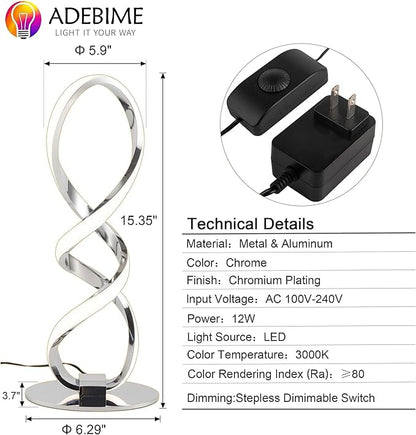 LED Spiral Bedside Table Lamp, Stepless Dimmable 12W 3000K Warm White, Modern - Image 5