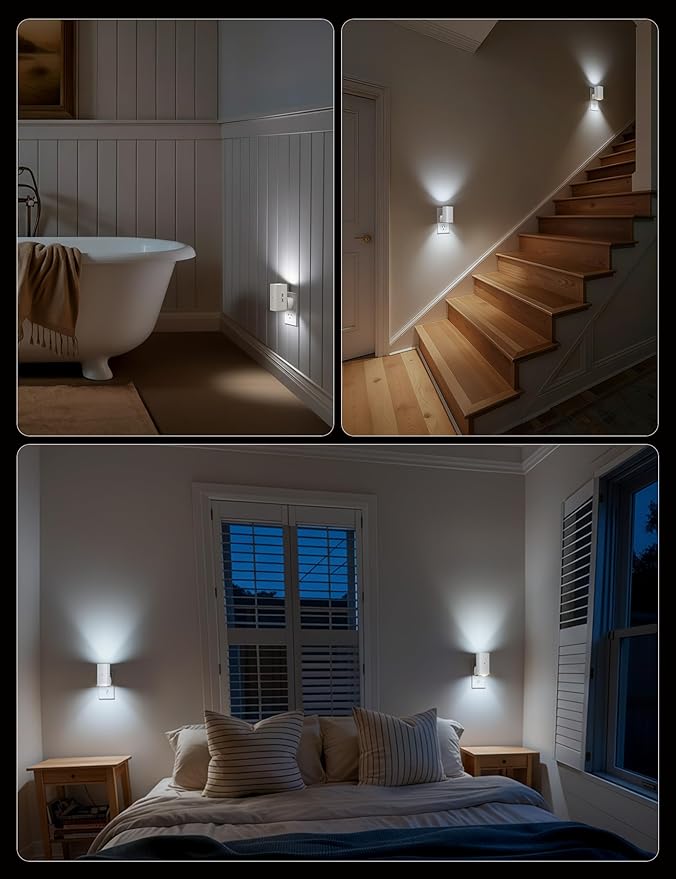 Brightown 2 Pack White Night Lights Plug into Wall, Modern Night Light - Image 5