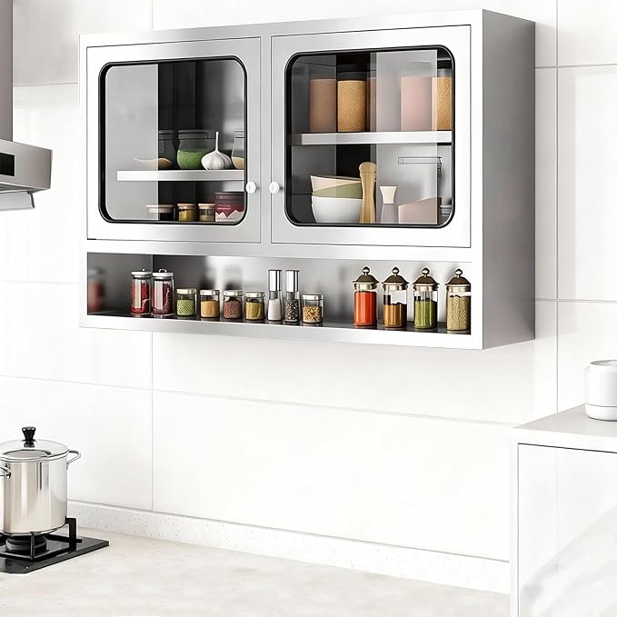 ZZV Kitchen Wall Cabinet, Stainless Steel Wall Mounted Cabinet - Image 3