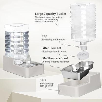 RIZZARI Stainless Steel Pet Water Feeder: 10L Gravity Leak-Proof Waterer - Image 3