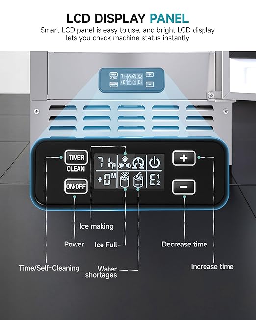 EUHOMY Under Counter Nugget Ice Maker Machine, Bulit-in Freestanding Ice Maker - Image 4