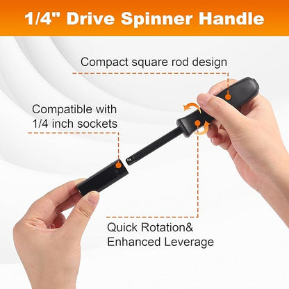 16-Piece 1/4" Drive Socket Set, Deep Sockets, 72-Tooth Ratchet Wrench, Drive - Image 4