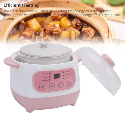 TOPINCN 1L 200W Electric Stew Pot, Smart ABS Ceramic Mini Slow Cooker, Dorm Room - Image 2