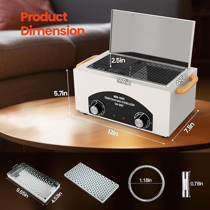 High Temperature Metal Tool Cleaner Machine, 2L Dry Heat Cleaning Box - Image 5