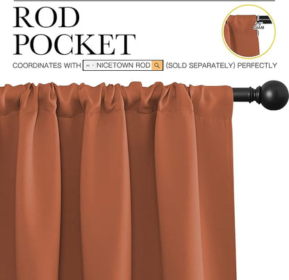 NICETOWN Blackout Curtains for RV Windows, Burnt Orange, 2 Panels, Room - Image 2