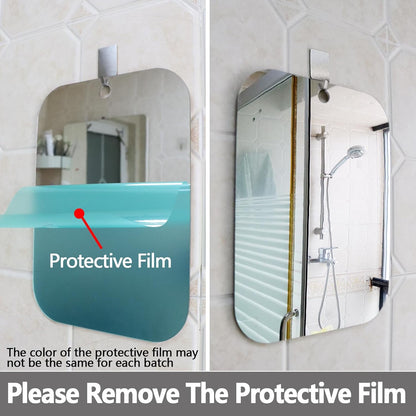 Thicken Shower Mirror Fogless for Shaving,(Medium 8.20x6.23 Inch) Anti Fog Shaving Mirror Holder NO-Drilling, No Fog Free Waterproof,Medium Wall Mounted Bathroom Accessories Camping Hanging Men