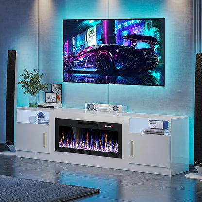 VITESSE TV Stand with 36" inch Electric Fireplace Up to 90" TVs, LED Light - Image 2