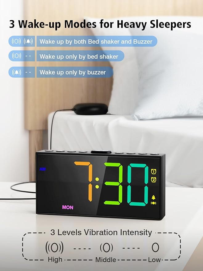 PPLEE RGB Bed Shaker Alarm Clock - Image 2