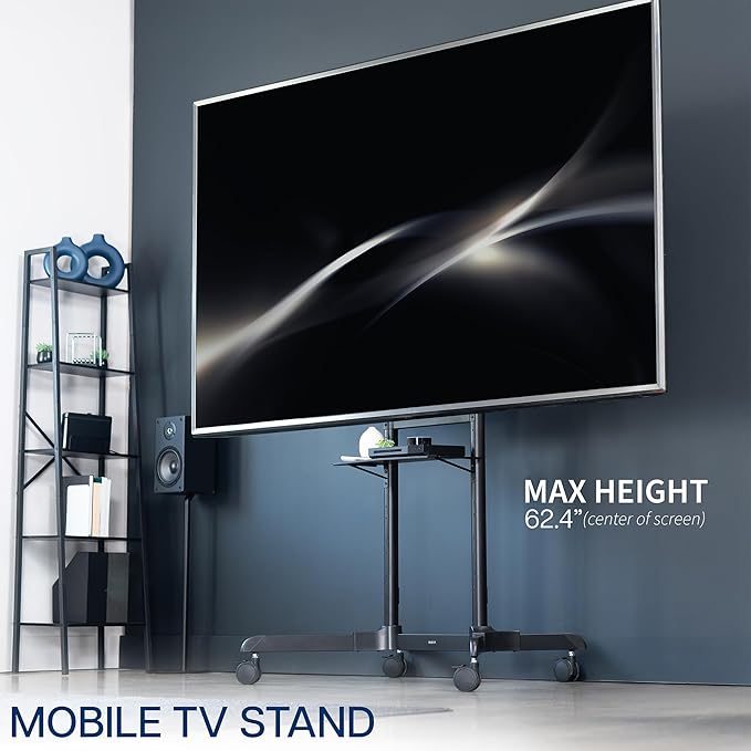 VIVO Mobile TV Cart for 55 to 100 inch Screens up to 165 lbs, LCD LED OLED 4K - Image 4