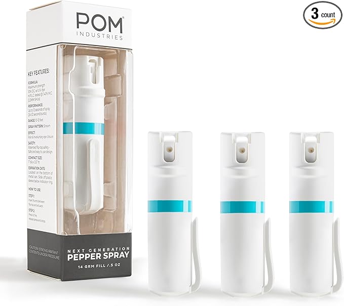 POM Pepper Spray Pocket Clip, Quick Flip Top Safety, Maximum Strength OC Formula by POMIndustries
