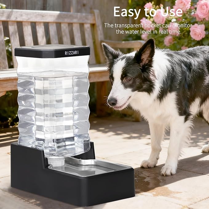 RIZZARI Stainless Steel Dog Water Dispenser : 10L Lagre Capacity Gravity Waterer - Image 5