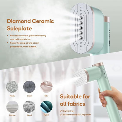 Newbealer Steamer for Clothes, 1200W Portable Steam Iron, 2 Steam Levels - Image 4