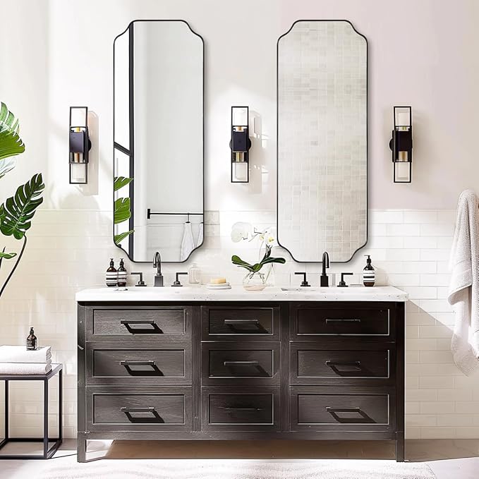 ANDY STAR 18" x 48" Full Length Mirror, Large Black Scalloped Bathroom Mirror - Image 6
