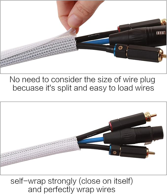 Alex Tech 10ft - 3/8 inch Cord Protector Wire Loom Tubing Cable Sleeve Split - Image 2