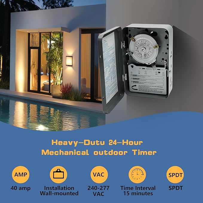 T104 Electromechanical Timer Switch, 40A Load Capacity, 1-12 Cycles Per Day - Image 5
