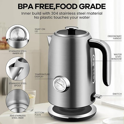 Pukomc Electric Kettle, 1.7L Stainless Steel Electric tea kettle - Image 2