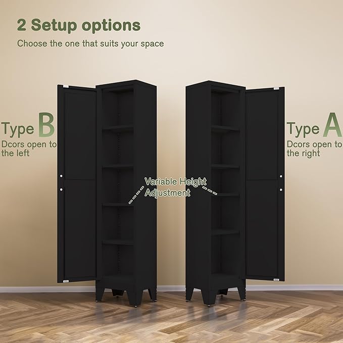 COFaR Tall Bathroom Cabinet, Metal Farmhouse Narrow Slim Storage Cabinet - Image 6
