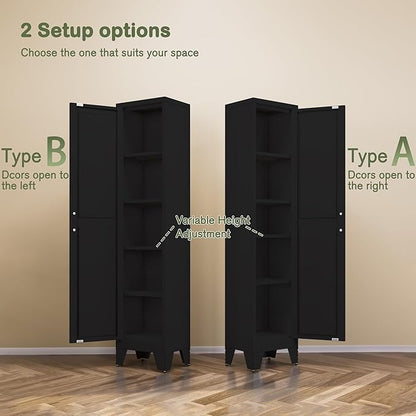 COFaR Tall Bathroom Cabinet, Metal Farmhouse Narrow Slim Storage Cabinet - Image 6