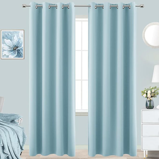 KOUFALL Light Blue Curtains 96 Inches Long by KOUFALL