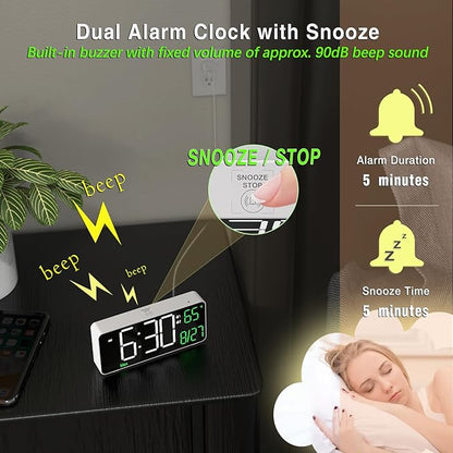 KOSUMOSU Digital Alarm Clock, 6.7in Small Digital Clock - Image 4