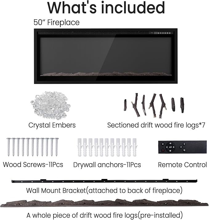50” Smart Electric Fireplace - Image 7
