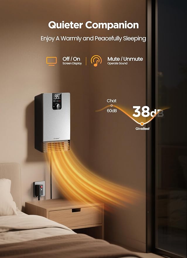 Wall Heater for Bathroom, 1500W Fast Heating Electric Space Heater - Image 6