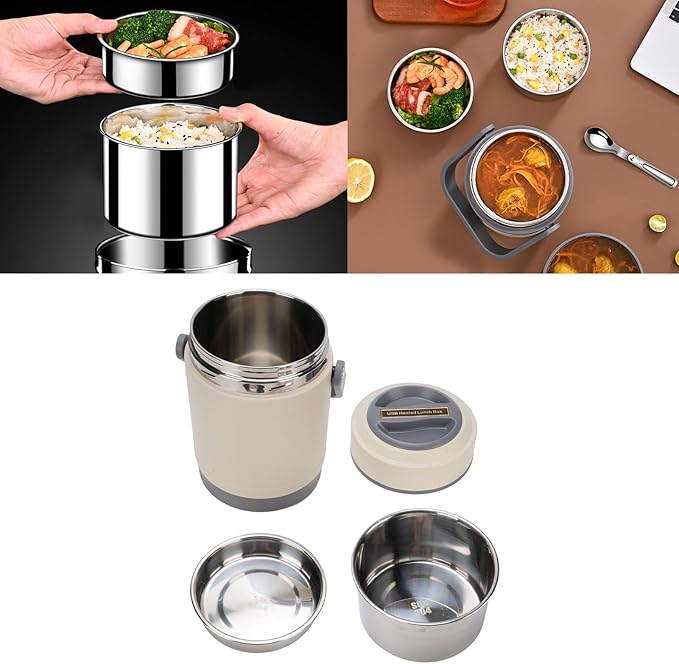 AYNEFY Electric Lunch Box, 2L Stainless Steel Portable Electric Food Warmer - Image 2